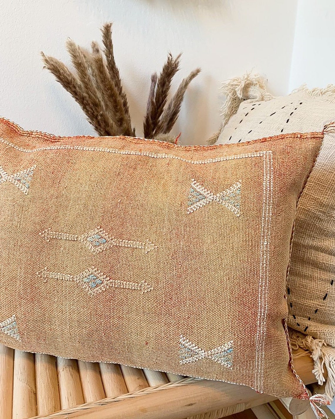 Copper Rectangle Moroccan Cactus Silk Cushion Cover Etsy UK