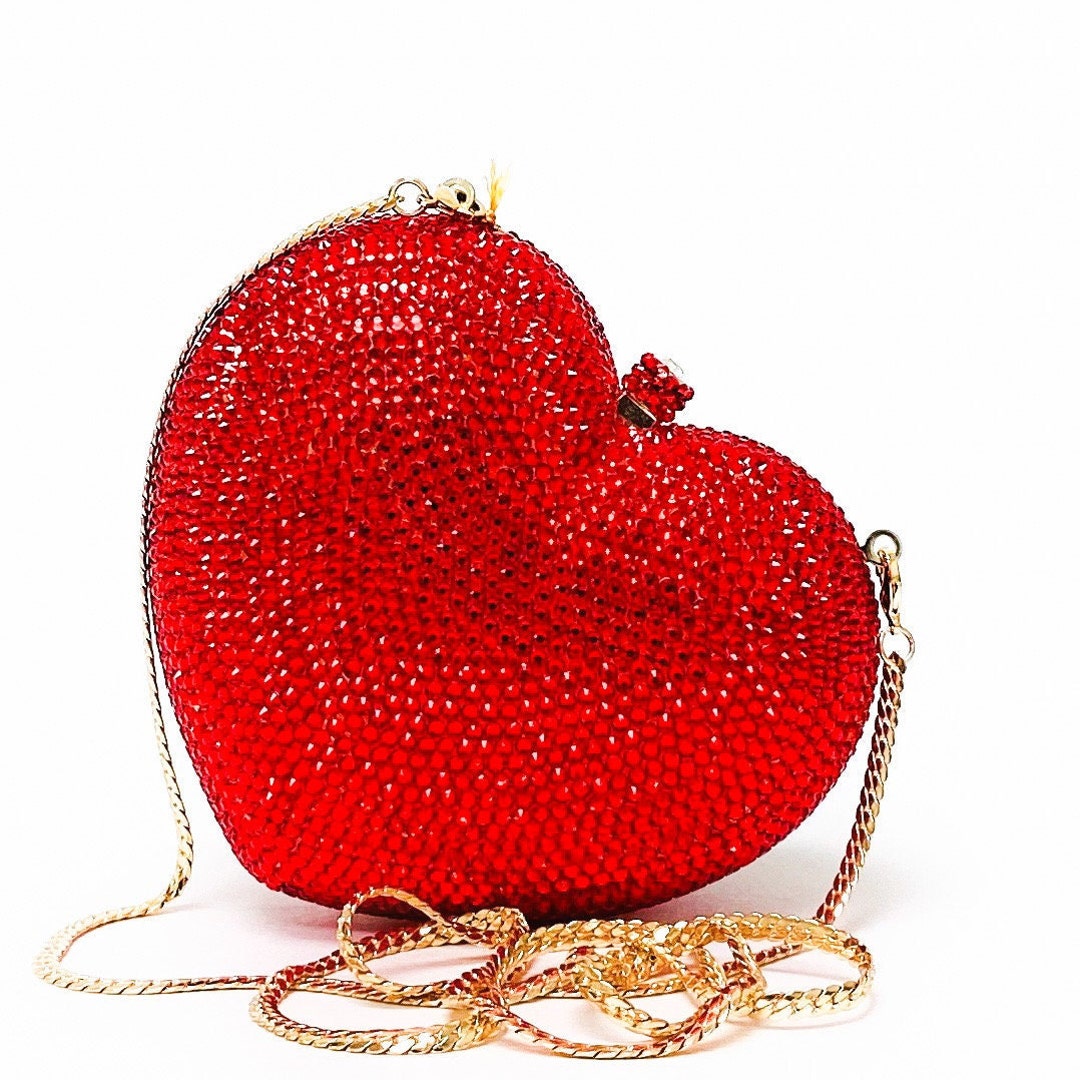 ✨極美品✨ crystal heart clutch パーティーバッグ Judith Leiber Gold Heart Clutch