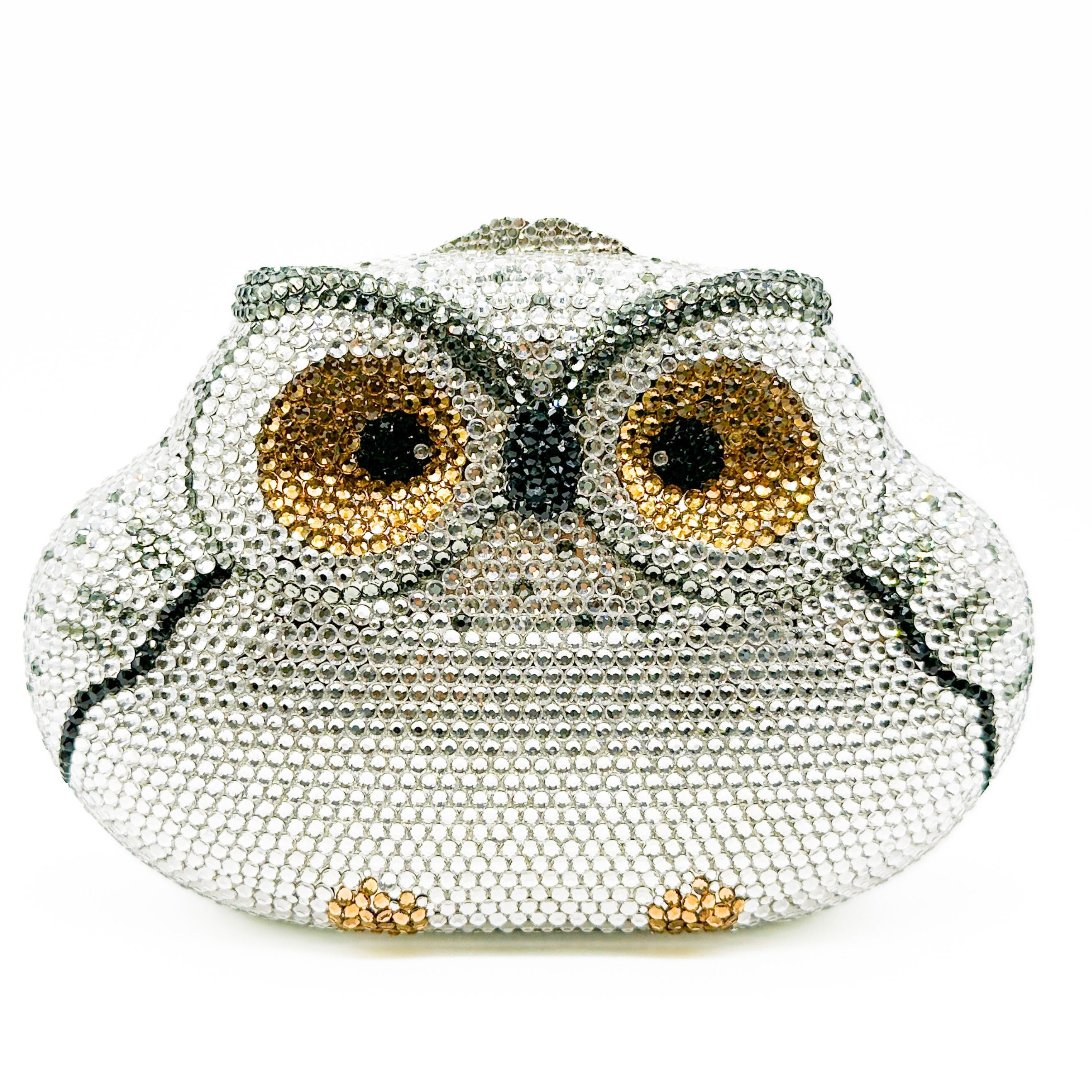 Women's Evening Crystal Clutch Bag | Owl Shaped Novelty Clutch Purse | White Evening Handbag | G
