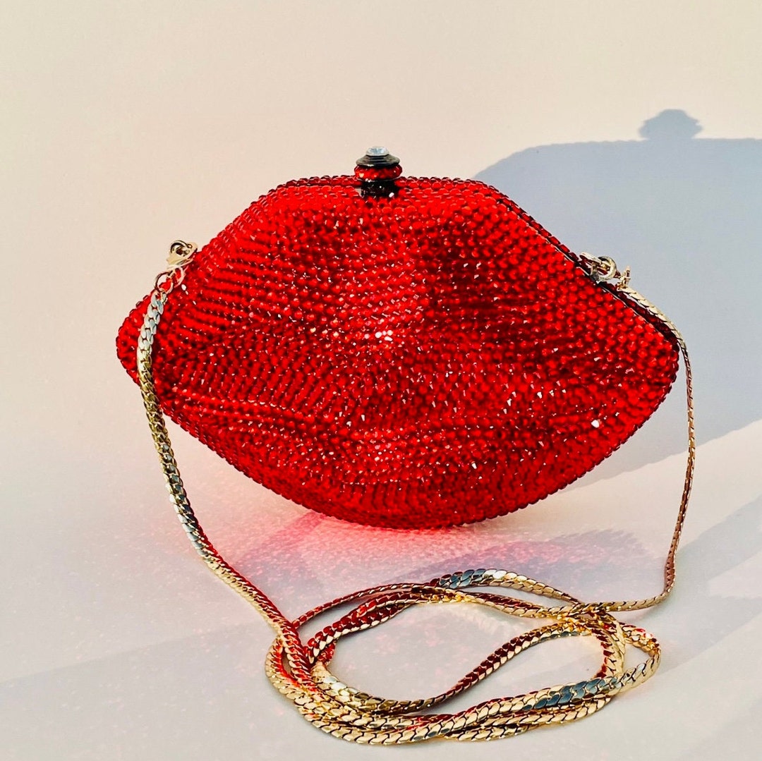 Formal Evening Wear Crystals Clutch Purse lips Shaped Novelty Clutch Bag Gift for Women Gift for