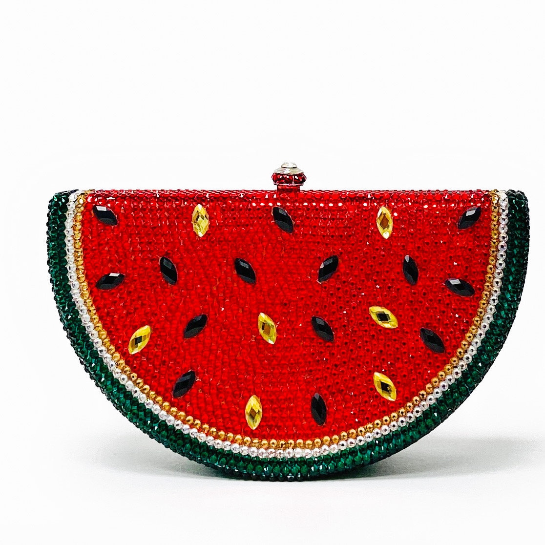 Women's Formal Evening Bag Unique Watermelon Novelty Red Green Swarovski Crystals Classic Purse Clutch