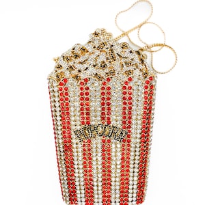 Swarovski Crystals Cute Purse Evening Clutch Bag Sparkling Unique Popcorn Shaped Formal Evening Wear
