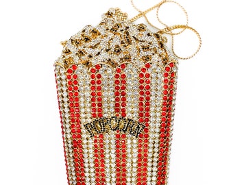 Swarovski Crystals Cute Purse Evening Clutch Bag Sparkling Unique Popcorn Shaped Formal Evening Wear