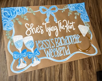 Bachelorette Banner | Bach Party banner | Kraft paper banner | custom | hand painted | party banner | banner | hand painted banner