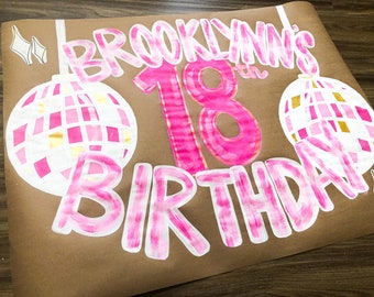 Butcher Sign | Happy Birthday banner | Kraft paper banner | custom | hand painted | party banner | birthday banner | hand painted banner