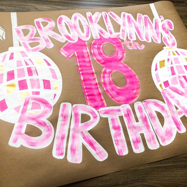 Butcher Sign | Happy Birthday banner | Kraft paper banner | custom | hand painted | party banner | birthday banner | hand painted banner