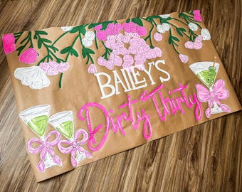 Bachelorette Banner | Bach Party banner | Kraft paper banner | custom | hand painted | party banner | banner | hand painted banner
