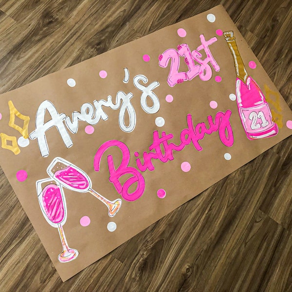 Butcher Sign | Birthday banner | Kraft paper banner | custom | hand painted | party banner | Bday banner | hand painted banner