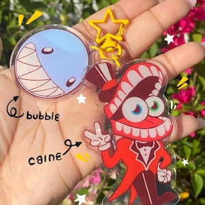 CAINE and BUBBLE double-sided keychain from The Amazing Digital Circus