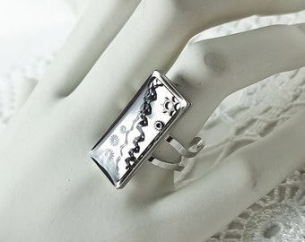 Ring With Watches Details - hypoallergenic stainless steel, epoxy, resin, steampunk, clockwork, gift for man, woman, unisex