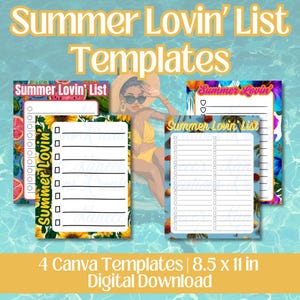 Summer Lovin’ List | Printable Template | 40 Summer Fun Ideas | Editable Summer Bucket List | Canva Template | Instant Download
