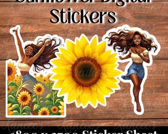 Sunflower Stickers: Vibrant Planner Stickers (Digital Download)
