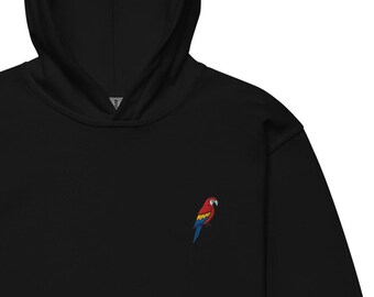 Macaw Embroidered Youth Hoodie – Parrot Bird Kids Sweatshirt, Tropical Animal Pullover
