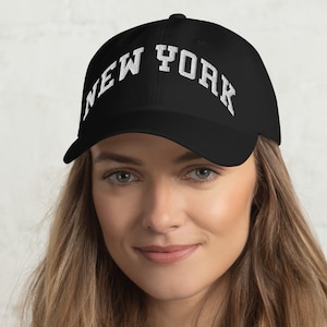 Gorra de papá con letras de New York College: gorra bordada estilo universitario de Nueva York / Deportes, ropa urbana y ambiente universitario de Nueva York