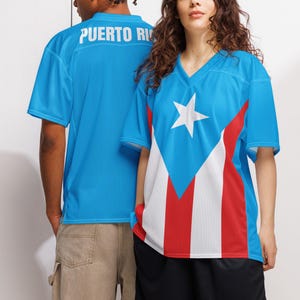 Puerto Rico Football Jersey Light Blue – Boricua Pride Sportswear, Caribbean Heritage Team Shirt