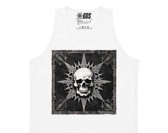 Bandana Skull Rococo Art 'Momento Mori' Men’s Premium Tank Top - 04