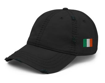 Ireland Flag Distressed Dad Hat – Embroidered Irish Baseball Cap, Vintage Cotton Cap, Irish Pride Gift