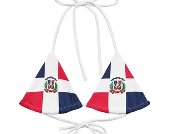 Dominican Republic Recycled String Bikini Top – Poolside Beachwear Vacation Travel Set