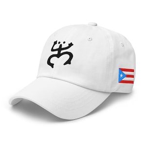 Cappello da papà ricamato con rana Taino Coqui - Cappello con bandiera azzurra portoricana per l&#39;orgoglio e l&#39;identità dell&#39;isola di Boricua