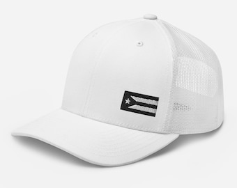Puerto Rico Blackout Trucker Cap – Embroidered Flag Mesh Hat, Boricua Streetwear