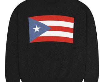 Puerto Rico Flag Knit Sweater – Black Boricua Pride Crewneck, Red White Blue Design