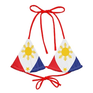 Philippines Flag String Eco Bikini Top – Tropical Inspired Swimwear with Sustainable Island Style