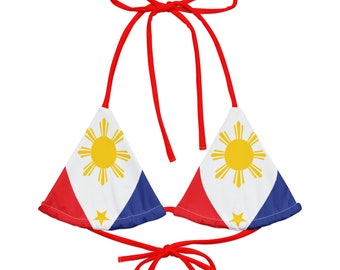 Philippinen-String-Bikinioberteil – von Manila, Cebu und Boracay inspirierte Bademode, unverzichtbares Tropenstrand-Essential, stilvolle Mode am Pool, Strandbesucher und Spa