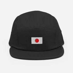 Japan Flag Five Panel Cap - Japanese Style Embroidered Cotton Heritage Headwear