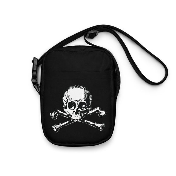 Skull & Bones Utility Crossbody Bag | Gothic Fashion Skull Crossbones Metal Punk Pirate Biker Occult