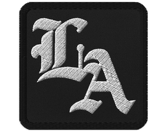 LA Patch Square Embroidered Old English – Los Angeles SoCal West Coast Vintage Streetwear Style
