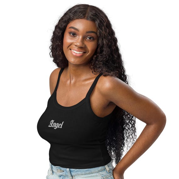 Angel Women's Micro-rib Tank Top – Old English Gothic Letters in