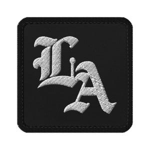 Velcro LA Gothic Tactical Letter Patch – Black & White Embroidered with Hook Back