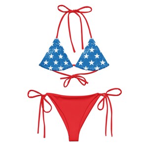 US Faded Stars String Bikini – All-Over Print Eco Swimwear Made with Recycled Fabric