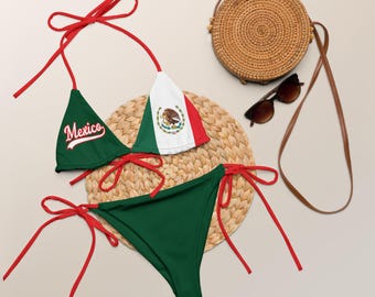 Mexico Flag Sport String Bikini Set – Athletic Fit Bold Heritage Swimwear