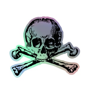 Skull & Bones Holographic Stickers – Gothic Punk Vinyl Decal for Laptops, Water Bottles Alt Aesthetic Vibes