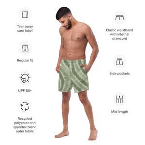 Tie Dye Sage Green Tie Dye Swim Trunks Recycled