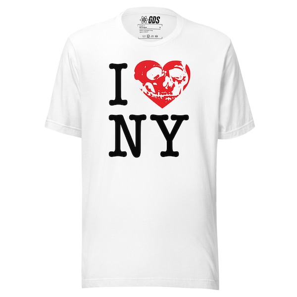 Ik hou van New York Unisex T-shirt schedel hart gotische Goth shirt tee