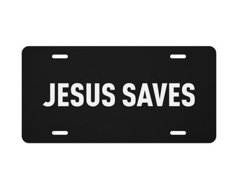Jesus Saves License Plate – Bold Christian Faith Message Car Tag or Wall Decor