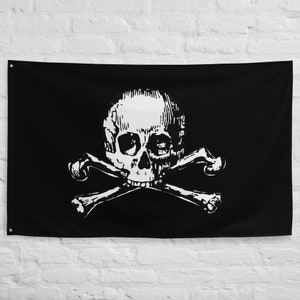 Skull & Bones Banner for Goth Home Decor Flag Vintage Style Pirate Motorcycle Biker Occult Gothic Skull Bones Crossbones Parties Events