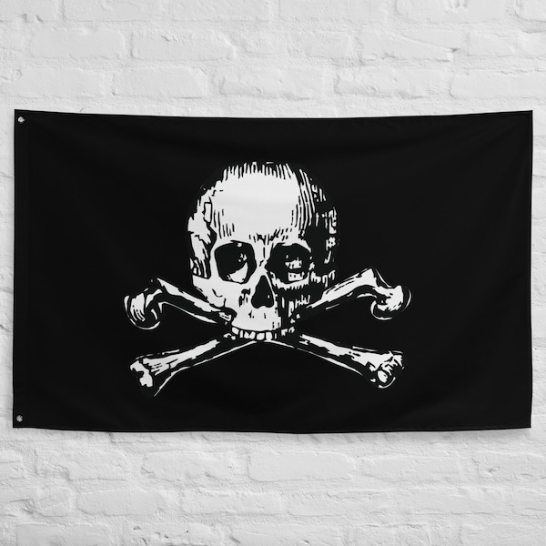 Skull & Bones Banner for Goth Home Decor Flag Vintage Style Pirate Motorcycle Biker Occult Gothic Skull Bones Crossbones Parties Events