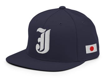 Japan Flag Snapback Hat – Embroidered Old English "J", Tokyo Streetwear