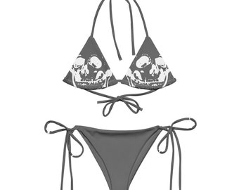 Bikini con stringhe riciclate con stampa all-over