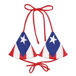 Puerto Rico String Bikini Top Adjustable – Tropical Paradise Heritage Swimwear for Women