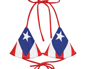 Puerto Rico String Bikini Top Adjustable – Tropical Paradise Heritage Swimwear for Women
