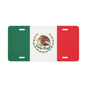 Mexico Flag Vanity License Plate – Tricolor National Emblem Car Tag for Heritage & Cultural Pride