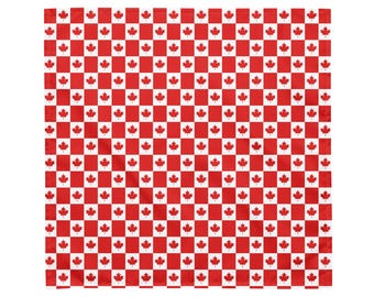 Canada Checkered Flag Bandana – Red & White Maple Leaf Scarf, Canada Day Headband, Patriotic Neck Gaiter