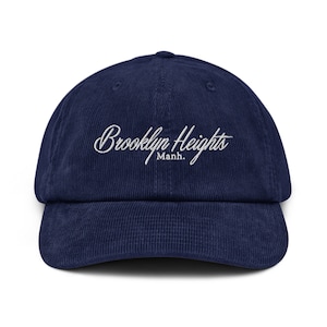 Casquette Brooklyn Heights en velours côtelé Casquette classique de baseball New York pour papa, cadeau country club, quartier de New York, casquette historique de New York en grès brun