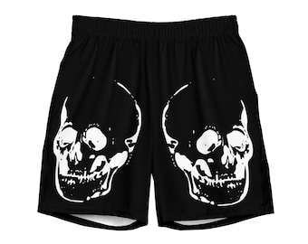 Bañador de calavera para hombre "Memento Mori" – Traje de baño negro gótico punk estilo grunge oscuro y macabro
