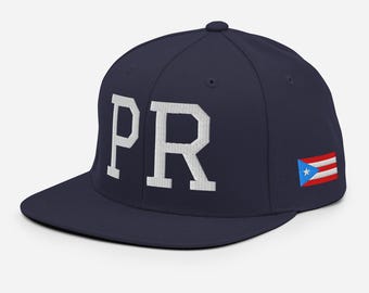 Puerto Rico PR Snapback Hat Embroidered College Letter Cap Boricua Baseball Hat Island Pride Flat Bill