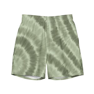 Easy on the eyes, lighter on the planet. These recycled swim trunks feature a soft sage green tie dye pattern—earthy, understated, and effortlessly cool. With quick-dry fabric, mesh lining, and side pockets, they’re built for beach days, lakeside lounging, or wherever the water takes you. 🌿🌊♻️